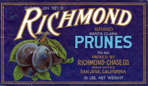 Fruit crate label 1920, Richmond Brand