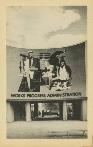 Murals at the World's Fair of 1940, New York - "Work - The American Way," by Philip Guston, Entrance to Federal Works Agency