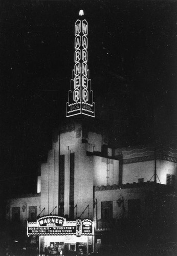 Warner Bros. Theater at night