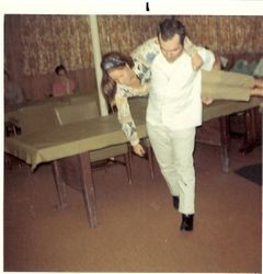 Practice removing patient, Palm Drive Hospital, 1969