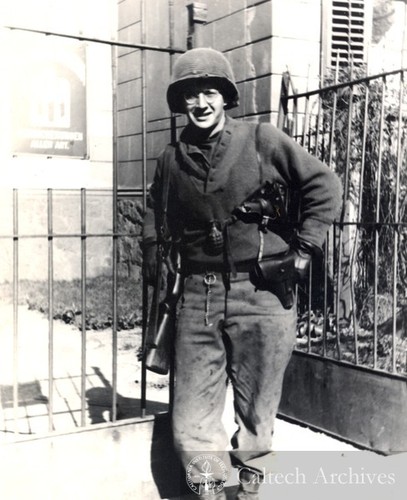 Gerald J. Wasserburg in US Army uniform in Leipzig, Germany during World War II