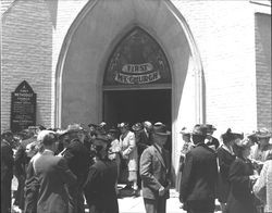 People outside the Methodist Church, Petaluma, California, 1933