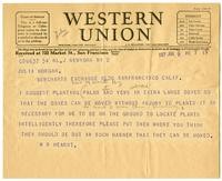 Telegram from William Randolph Hearst to Julia Morgan, June 2, 1927