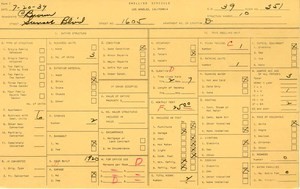 WPA household census for 1605 W SUNSET, Los Angeles
