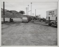 Paris Hay & Grain and the Petaluma Hay Market building, Petaluma, California, May 10, 1956