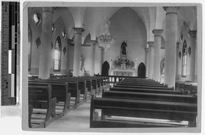 Interior view of new church at Molokai, Hawaii, ca. 1900-1920