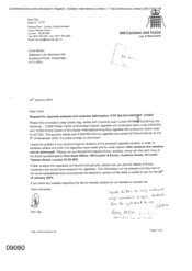 [Letter from Ken Ojo to Carol Martin regarding request for cigarette analysis and customer information]