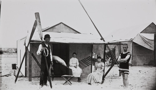 B.F. Conaway photograph of beach goers at Newport Beach