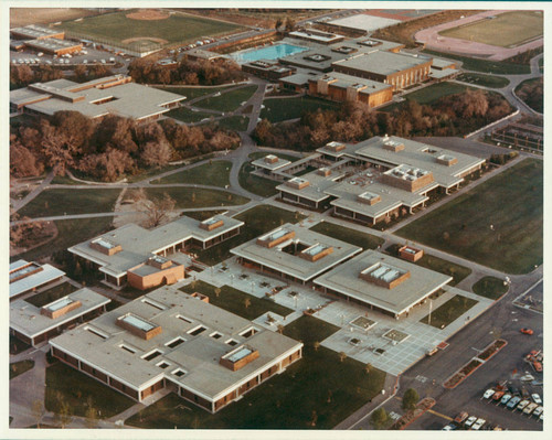 Aerial photograph, West Valley College, west side of campus, 1977