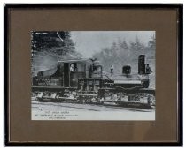 A right-side portrait of "The Iron Steed engine #8 of the Mt. Tam & Muir Woods Railway
