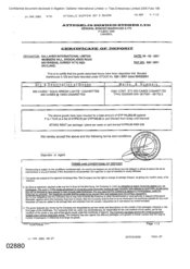 [Certificate of Deposit from Gallaher International Limited to Atteshlis Bonded Stores Ltd for 800 cases of Gold Arrow Lights]