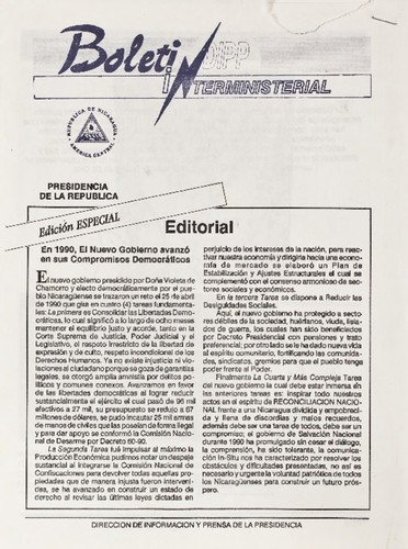 Boletín Interministerial (DIPP). Ed. Especial