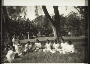 A school class in the mission compound (garden)