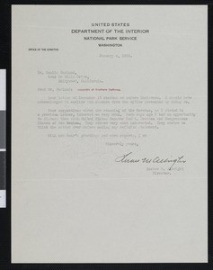 Horace Marden Albright, letter, 1932-01-04, to Hamlin Garland