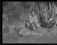 Betty Coffman with her collie, Johnny Longtail, Palm Springs, 1935