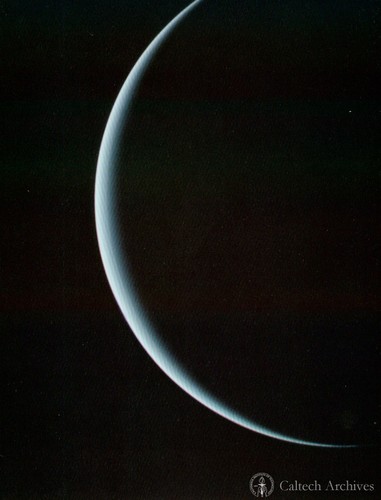 This view of Uranus was recorded by Voyager 2 as the spacecraft left the planet behind and set forth on its cruise to Neptune