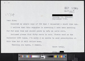 Alvin B., letters (1964/1966)