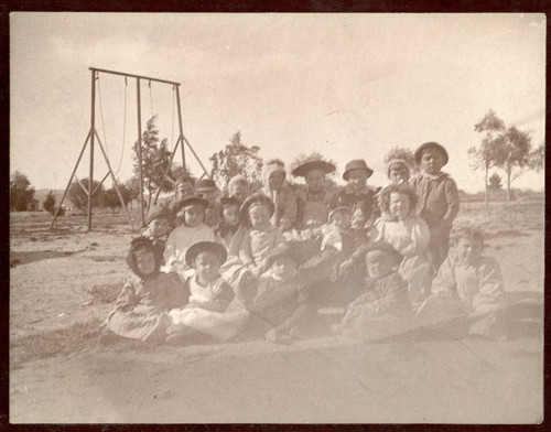 Mounted photograph of early Banning, California kidergarten class