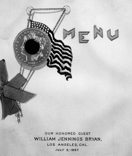 Williams Jennings Bryan banquet menu