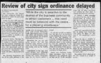 Review of city sign ordinance delayed