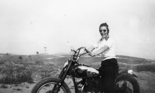 Mexican American woman on motorcycle