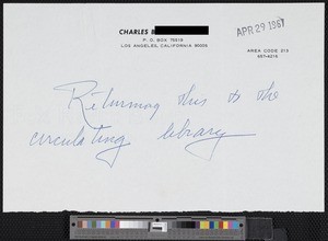 Charles B., letters (1967)