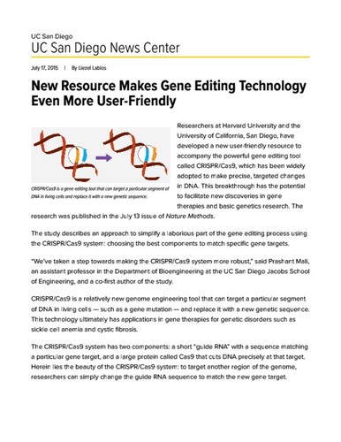 New Resource Makes Gene Editing Technology Even More User-Friendly