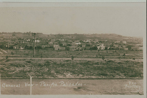 Early panoramic view of Pacific Palisades, Calif