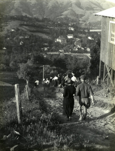 Hikers making their way into Mill Valley from Mt. Tamalpais, circa 1926 [photograph]
