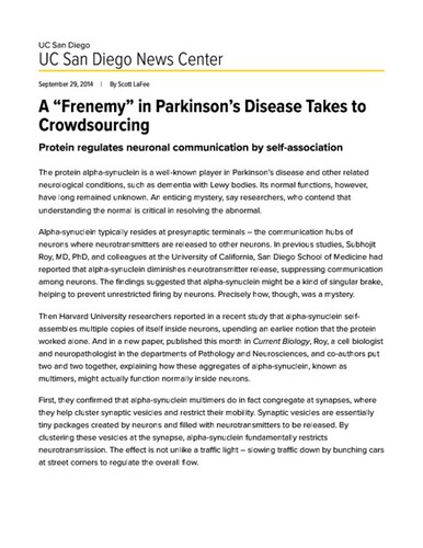 A “Frenemy” in Parkinson’s Disease Takes to Crowdsourcing