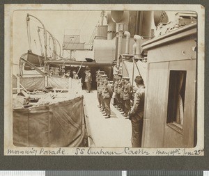 Morning parade on deck, Atlantic Ocean, 19 May-25 June 1917