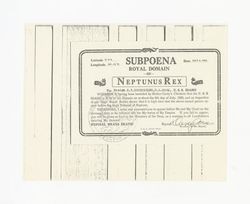 Subpoena to Edward V. Dockweiler from Royal Domain of Neptunus Rex, July 6, 1925