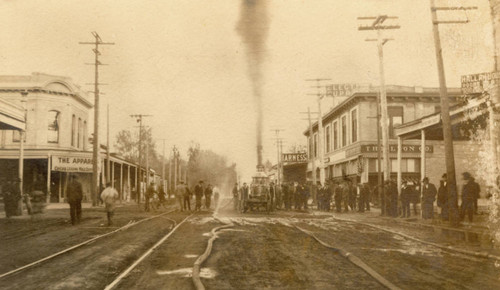 Street Scene with Steam Fire Engine