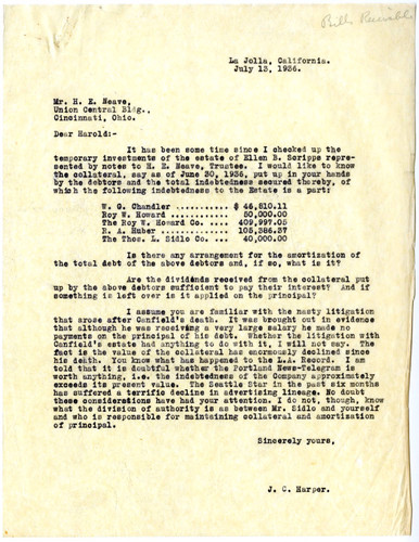 J.C. Harper's Letter to H.E. Neave, 1936 July 13