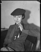 Iris Ashton testifies in manslaughter case, Los Angeles, 1935