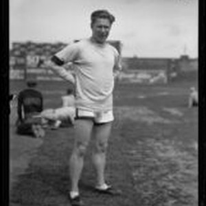 Charlie Paddock in a stadium with other athletes, Los Angeles, circa ...