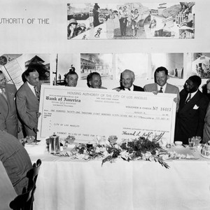 Check presented to Mayor Bowren — Calisphere