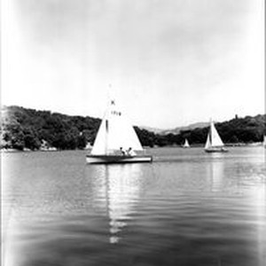 Sailboats on Lake Ralphine, Santa Rosa, California, 1965 — Calisphere