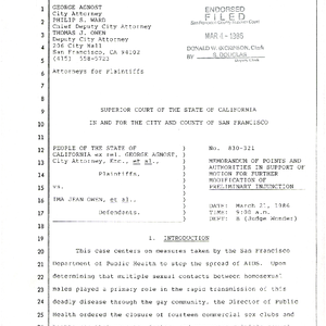 Court documents re motion for further modification of preliminary  