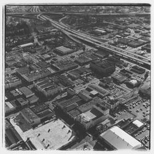 Aerial view of downtown Santa Rosa urban renewal area, Santa Rosa ...