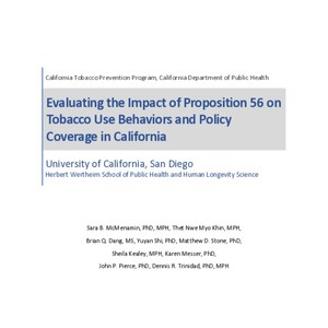 prop 56 tobacco policy coverage in California jurisdictions before and after enactment of proposition 2023-046 Proposition 56 Tobacco Tax