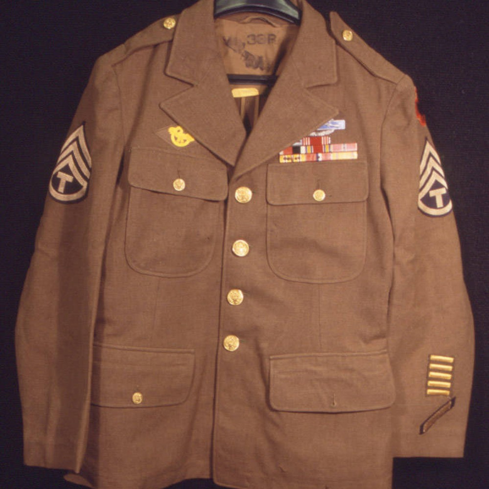 United States World War II military jacket decorated with medals