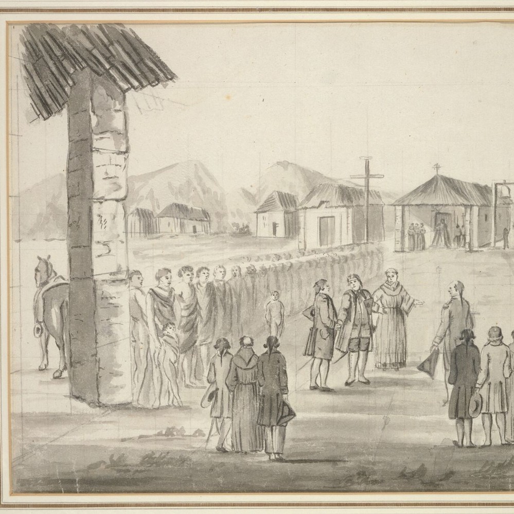 The reception of Jean-Francois de la Perouse at Mission Carmel in 1786,  California] — Calisphere