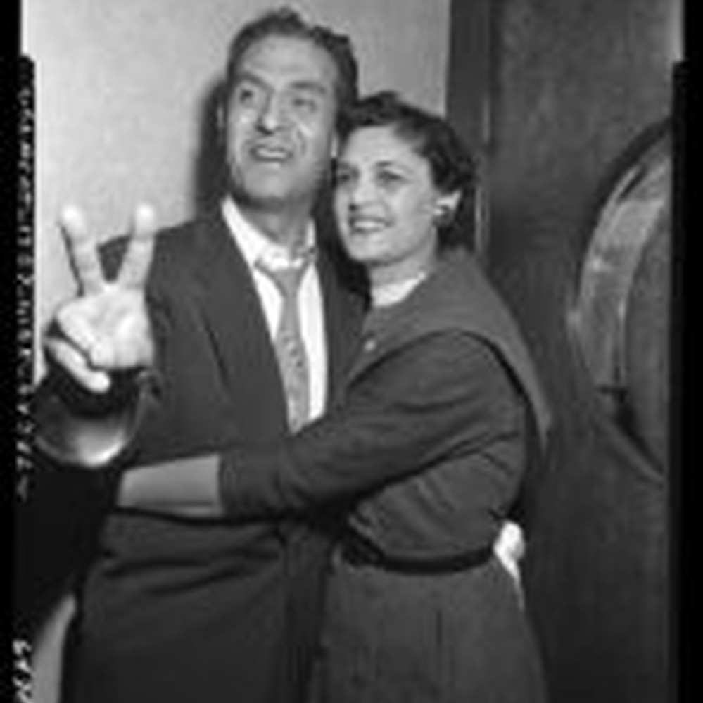 Edward R. Roybal and wife Lucille on election night in Los Angeles, Calif.,  1954 — Calisphere