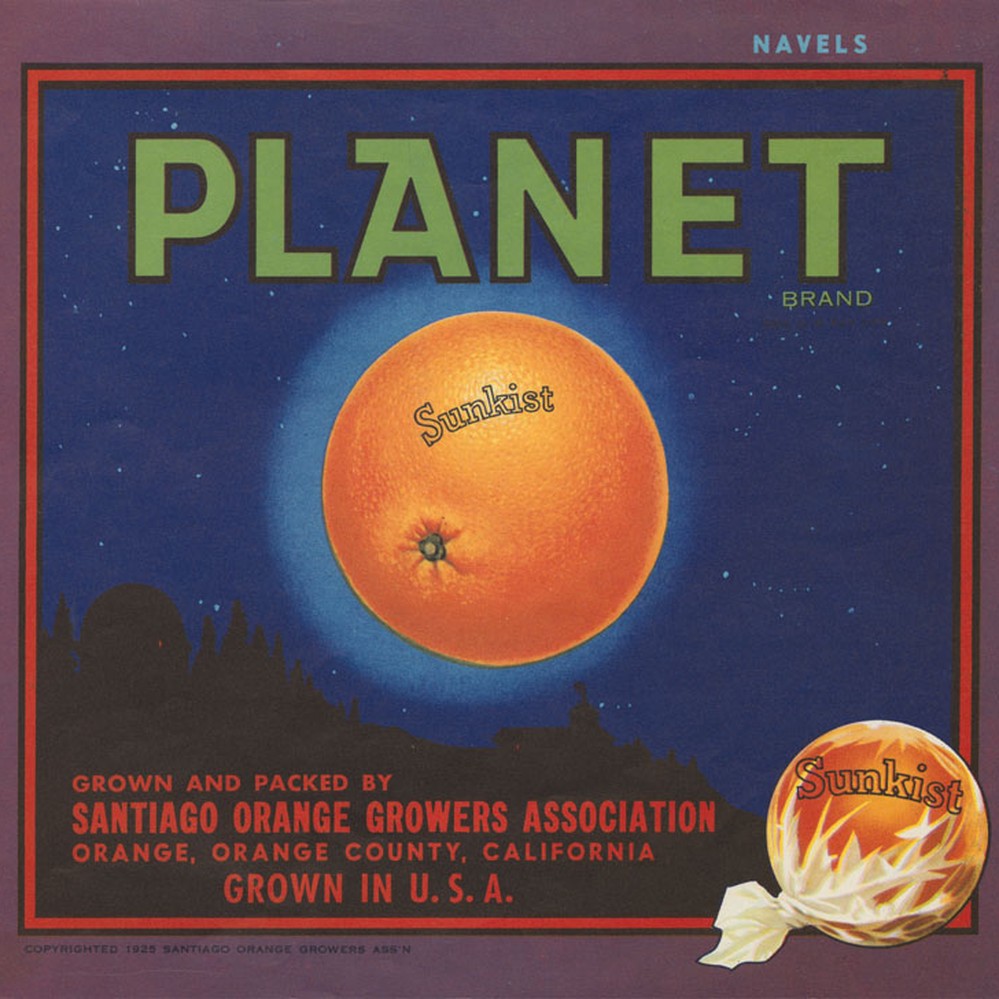 Crate label, Planet Brand, Orange, California, 1930s — Calisphere