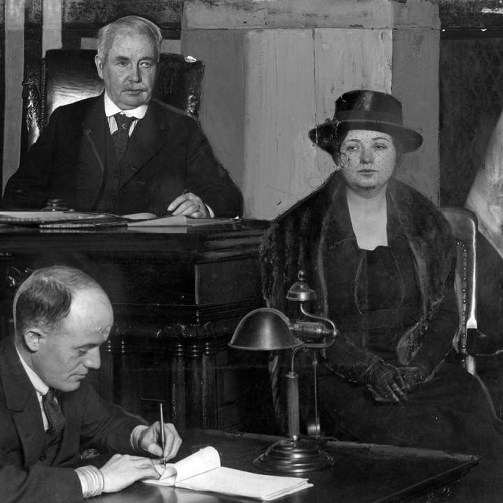 Louise Peete on the stand — Calisphere, image size:999x999