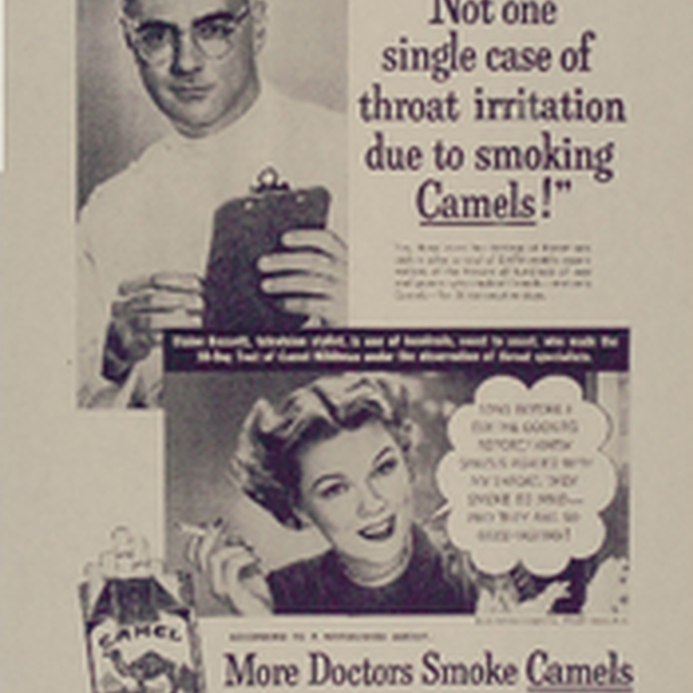 Not one single case of throat irritation due to smoking camels! — Calisphere
