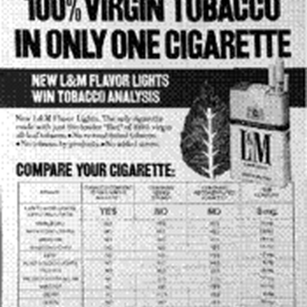 tobacco in one cigarette COMPARISON REVEALS 100% VIRGIN TOBACCO IN ONLY ONE CIGARETTE — Calisphere