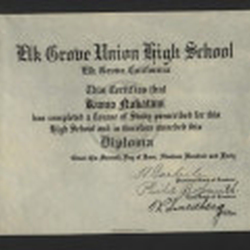Elk Grove Union High School diploma — Calisphere