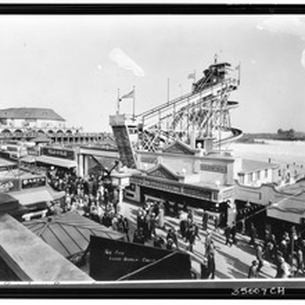 View of the Pike in Long Beach with the ocean in the